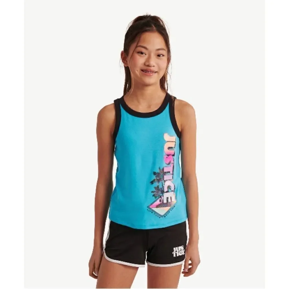 Justice Girls Lightweight Knot Front Shirt & Tank Top 2-Count Size S (7/8)